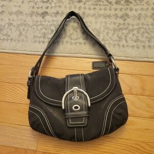 Coach Black Mini Bag with Silver Accents